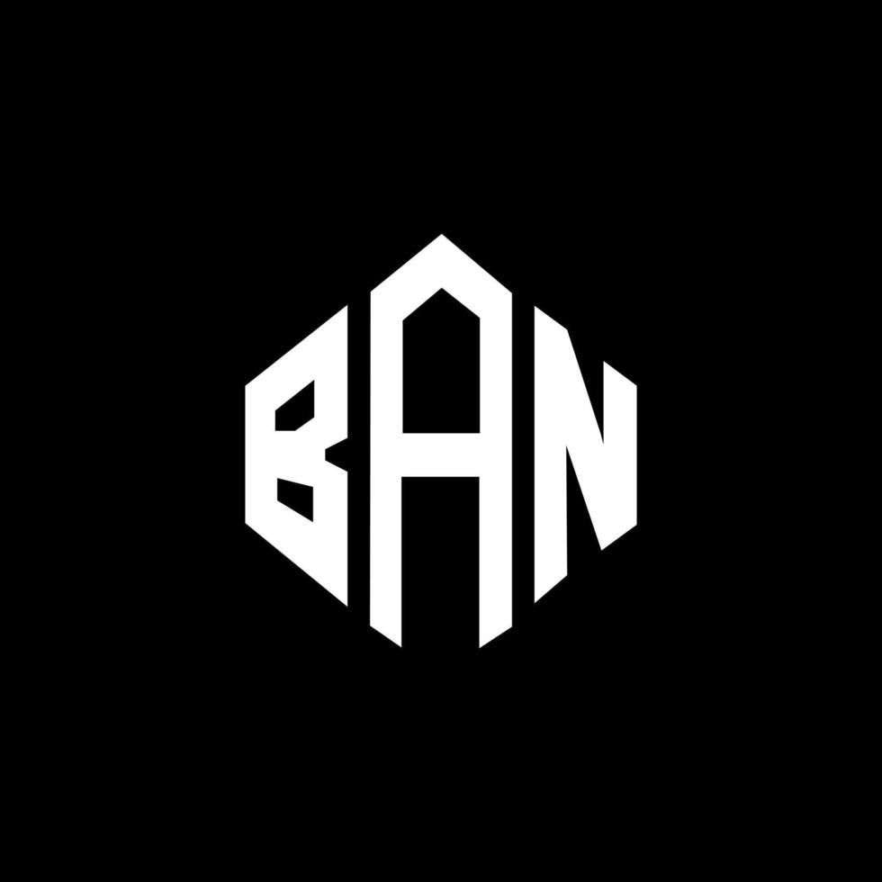 ban letter logo design mit polygonform. Logo-Design in Polygon- und Würfelform verbieten. verbieten Sie die weißen und schwarzen Farben der Hexagon-Vektor-Logo-Vorlage. verbot monogramm, geschäfts- und immobilienlogo. vektor