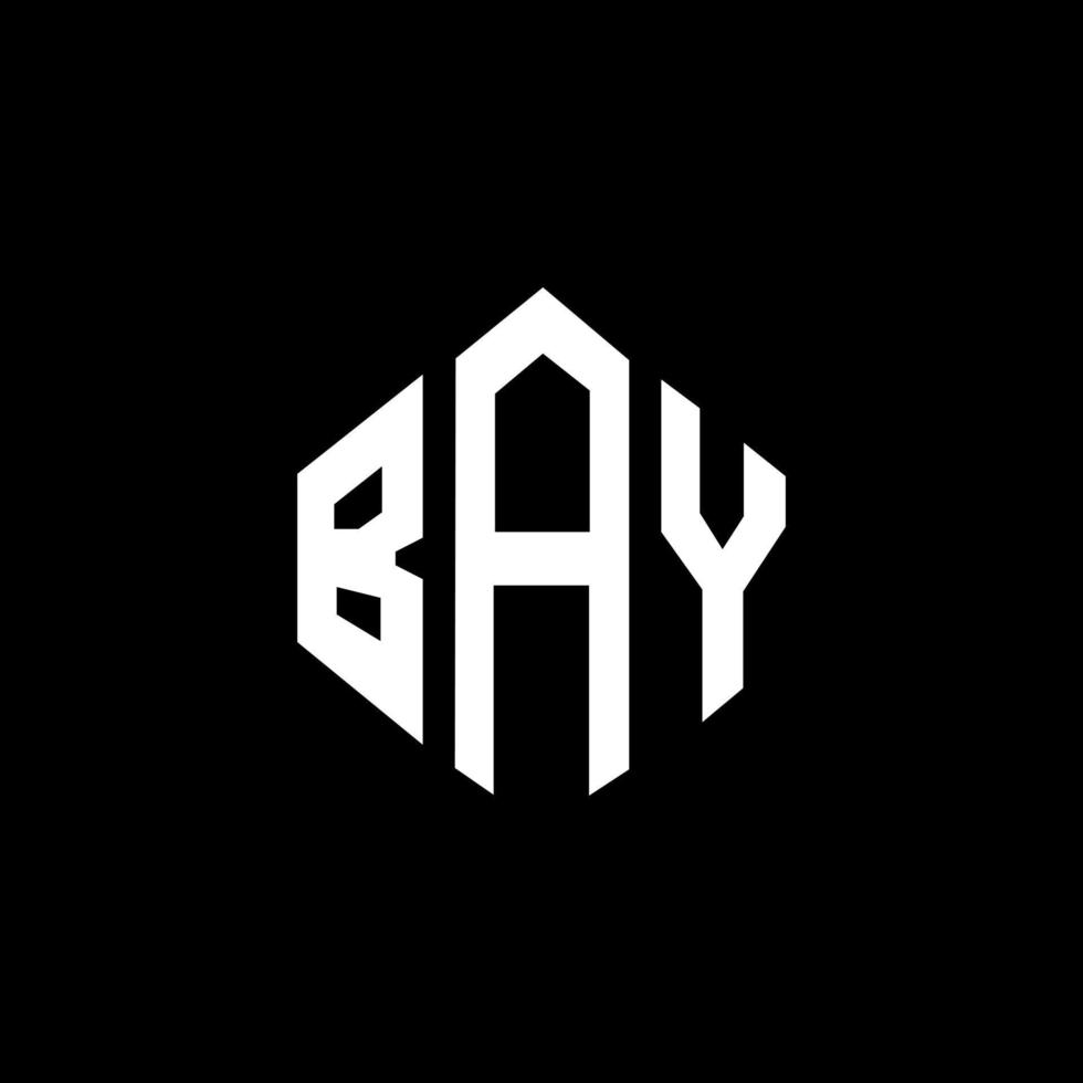 bay letter logotyp design med polygon form. bay polygon och kub form logotyp design. bay hexagon vektor logotyp mall vita och svarta färger. bay monogram, affärs- och fastighetslogotyp.