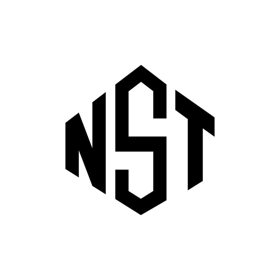 nst brev logotyp design med polygon form. nst polygon och kub form logotyp design. nst hexagon vektor logotyp mall vita och svarta färger. nst monogram, affärs- och fastighetslogotyp.