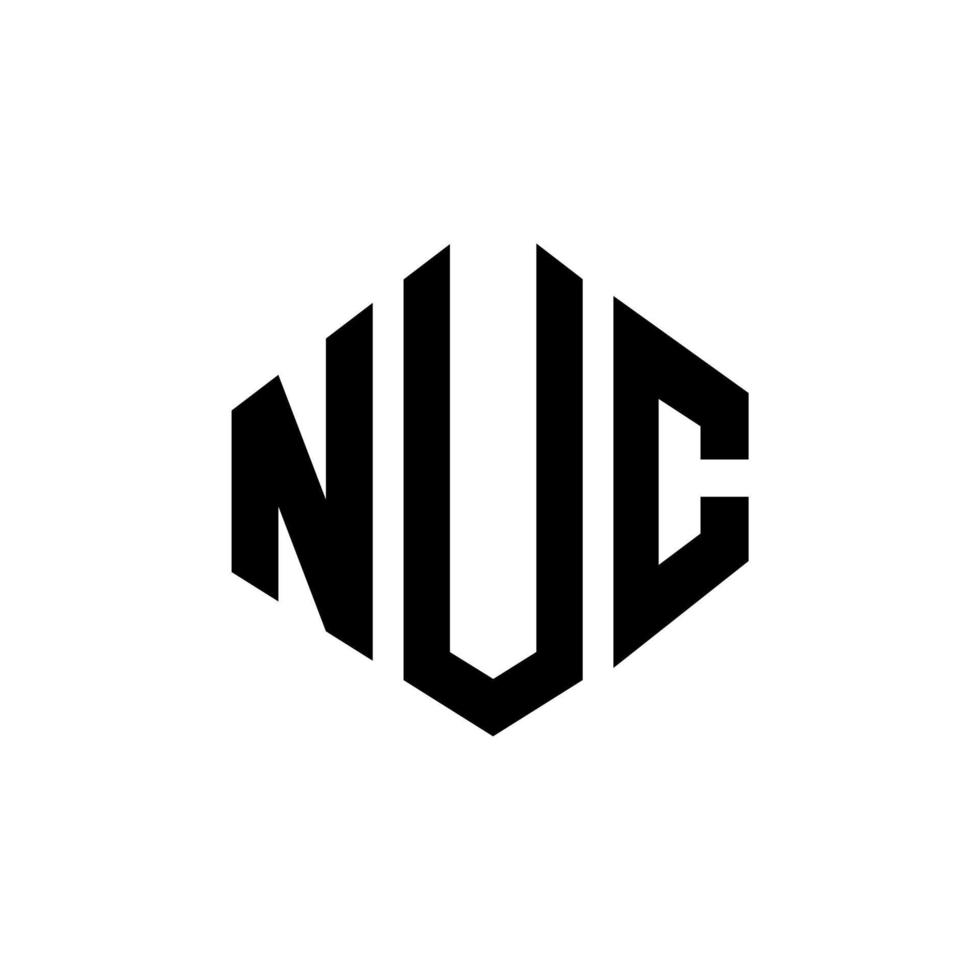 nuc letter logotyp design med polygon form. nuc polygon och kubform logotypdesign. nuc hexagon vektor logotyp mall vita och svarta färger. nuc monogram, affärs- och fastighetslogotyp.