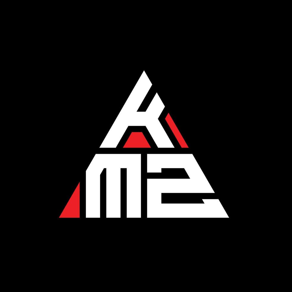 kmz-Dreieck-Buchstaben-Logo-Design mit Dreiecksform. kmz-Dreieck-Logo-Design-Monogramm. kmz-Dreieck-Vektor-Logo-Vorlage mit roter Farbe. kmz dreieckiges Logo einfaches, elegantes und luxuriöses Logo. vektor