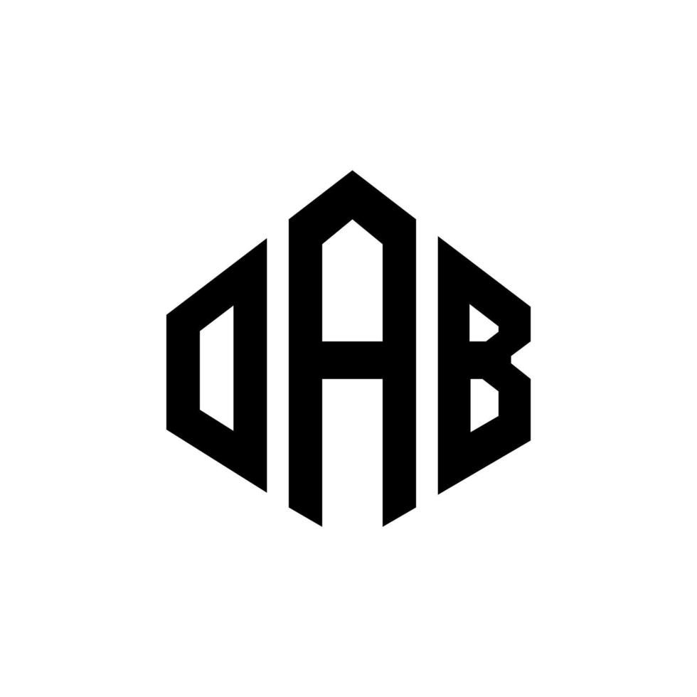 oab bokstavslogotypdesign med polygonform. oab polygon och kubform logotypdesign. oab hexagon vektor logotyp mall vita och svarta färger. oab monogram, affärs- och fastighetslogotyp.