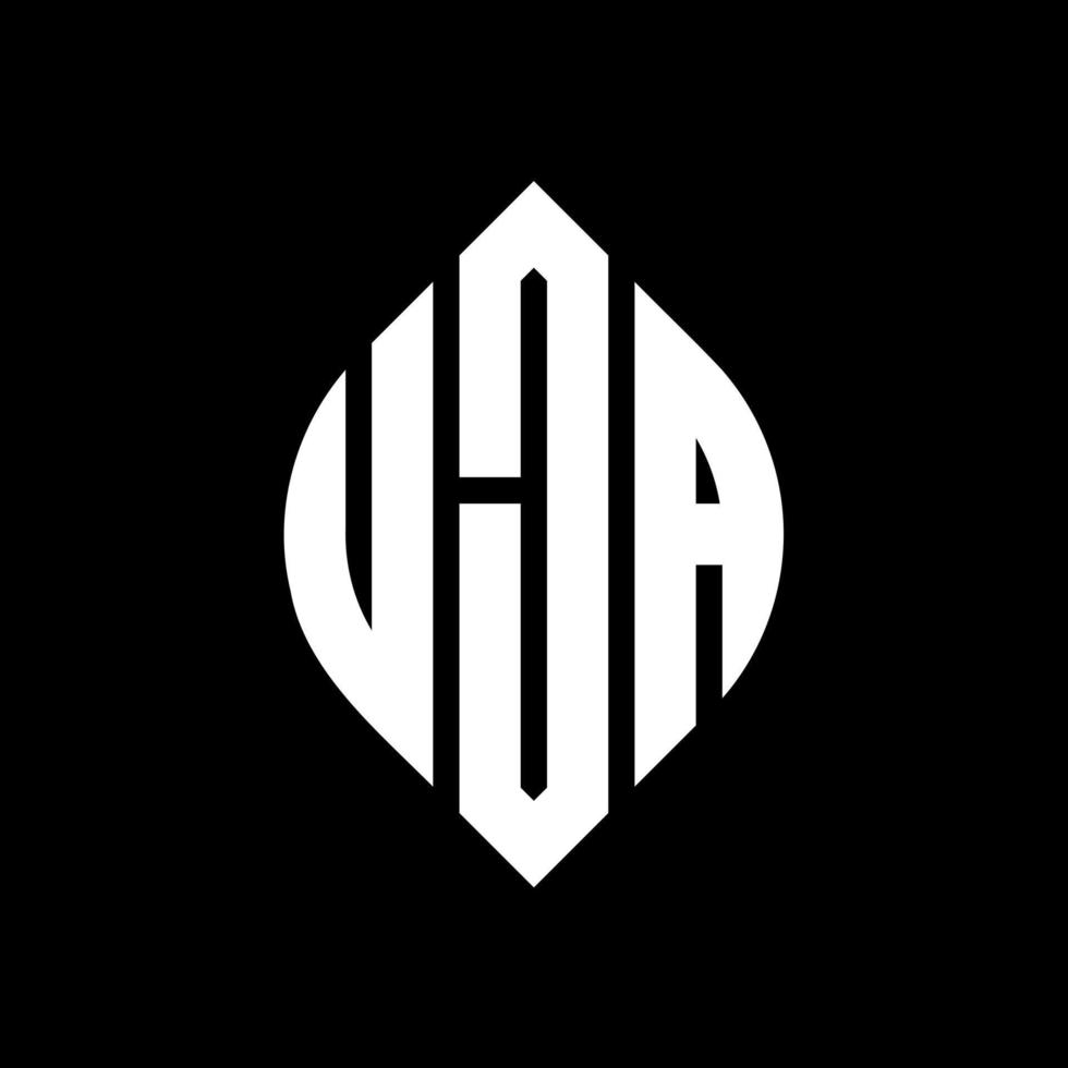 Uja-Kreis-Buchstaben-Logo-Design mit Kreis- und Ellipsenform. Uja-Ellipsenbuchstaben mit typografischem Stil. Die drei Initialen bilden ein Kreislogo. Uja-Kreis-Emblem abstrakter Monogramm-Buchstaben-Markierungsvektor. vektor