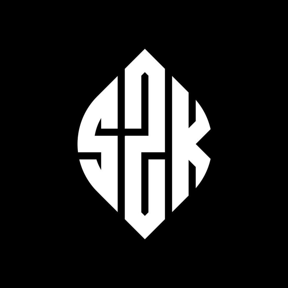 szk cirkelbokstavslogotypdesign med cirkel och ellipsform. szk ellipsbokstäver med typografisk stil. de tre initialerna bildar en cirkellogotyp. szk cirkel emblem abstrakt monogram bokstav märke vektor. vektor