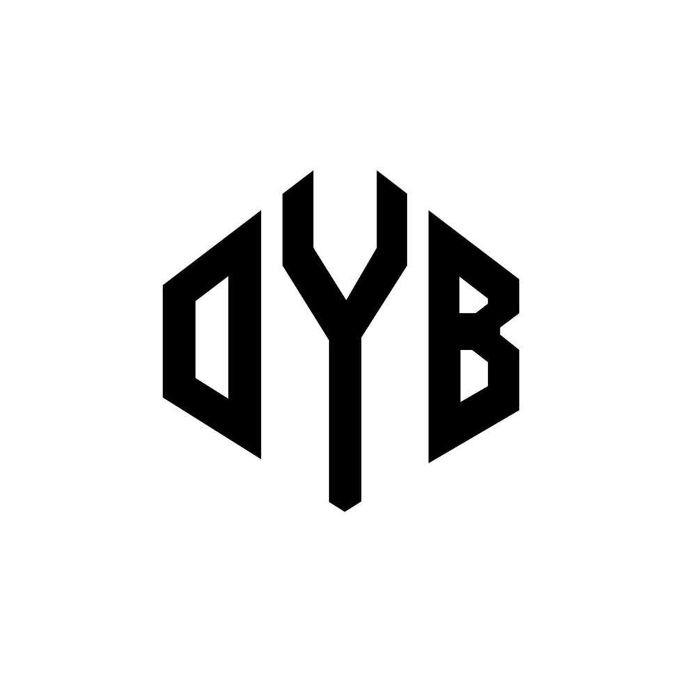 oyb bokstav logotyp design med polygon form. oyb polygon och kub form logotyp design. oyb hexagon vektor logotyp mall vita och svarta färger. oyb monogram, affärs- och fastighetslogotyp.