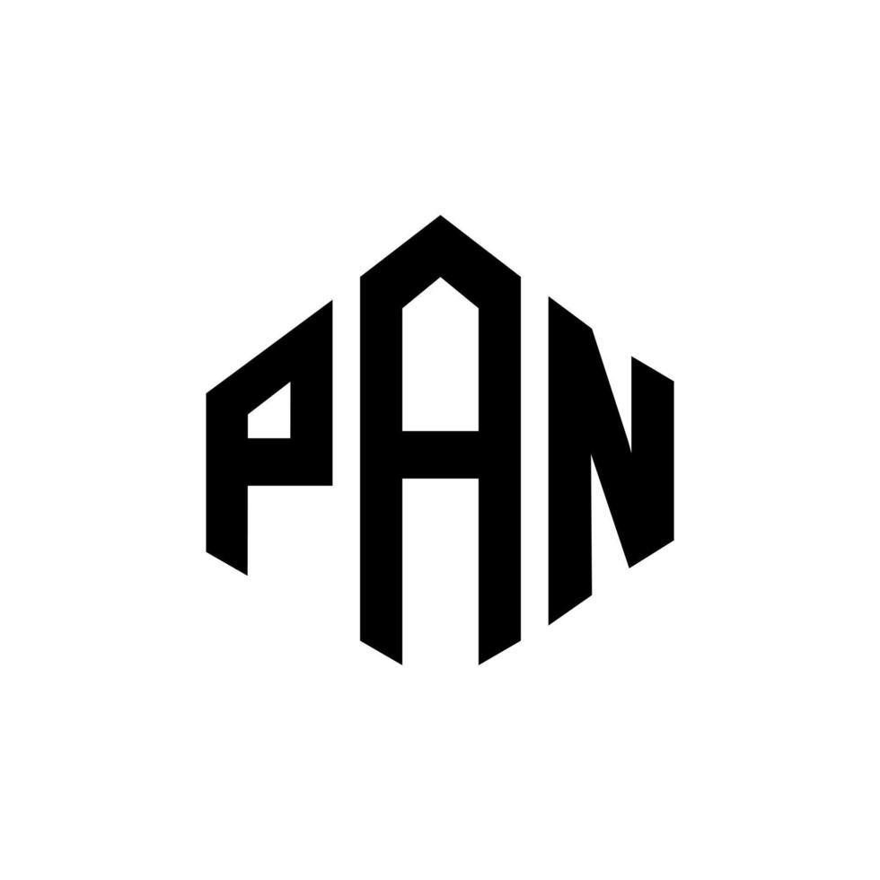 Pan-Brief-Logo-Design mit Polygonform. Pan-Polygon- und Würfelform-Logo-Design. Pan-Sechseck-Vektor-Logo-Vorlage in weißen und schwarzen Farben. pan-monogramm, geschäfts- und immobilienlogo. vektor