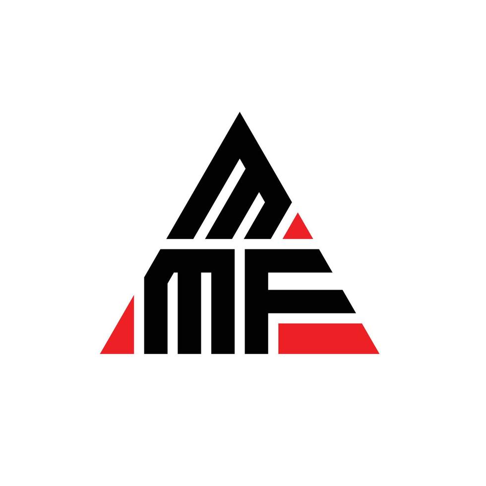 mmf triangel bokstavslogotyp design med triangelform. mmf triangel logotyp design monogram. mmf triangel vektor logotyp mall med röd färg. mmf triangulär logotyp enkel, elegant och lyxig logotyp.