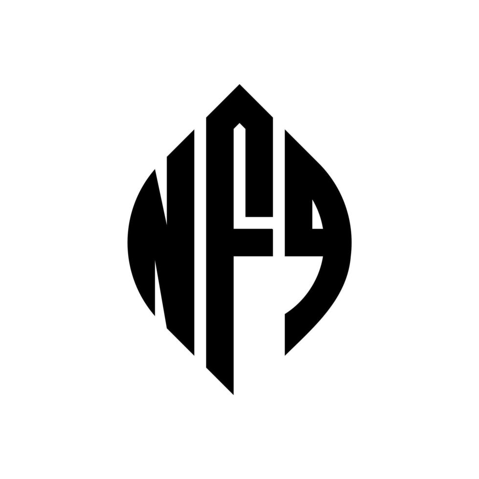 nfq-Kreisbuchstabe-Logo-Design mit Kreis- und Ellipsenform. nfq Ellipsenbuchstaben mit typografischem Stil. Die drei Initialen bilden ein Kreislogo. nfq Kreisemblem abstrakter Monogramm-Buchstabenmarkierungsvektor. vektor