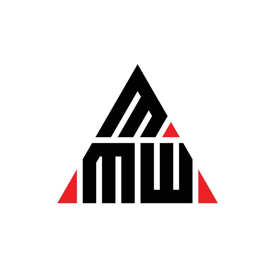 mmw triangel bokstavslogotypdesign med triangelform. mmw triangel logotyp design monogram. mmw triangel vektor logotyp mall med röd färg. mmw triangulär logotyp enkel, elegant och lyxig logotyp.