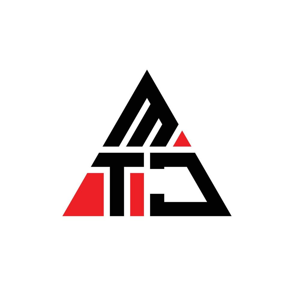mtj Dreiecksbuchstaben-Logo-Design mit Dreiecksform. Mtj-Dreieck-Logo-Design-Monogramm. Mtj-Dreieck-Vektor-Logo-Vorlage mit roter Farbe. mtj dreieckiges Logo einfaches, elegantes und luxuriöses Logo. vektor
