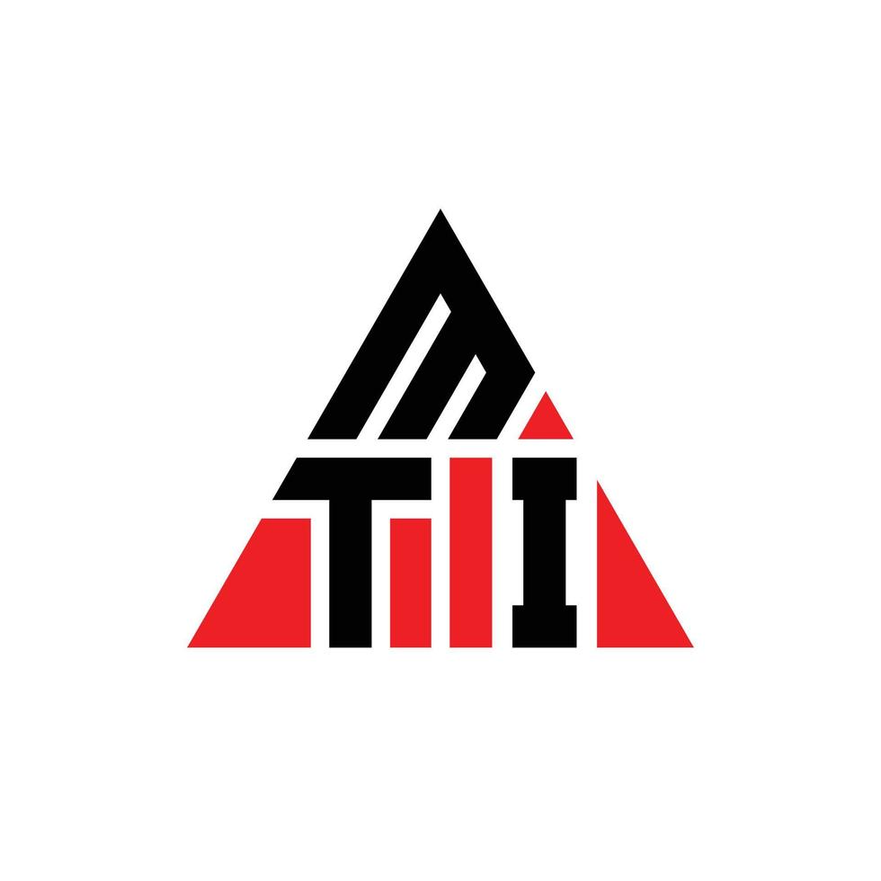 mti triangel bokstavslogotypdesign med triangelform. mti triangel logotyp design monogram. mti triangel vektor logotyp mall med röd färg. mti triangulär logotyp enkel, elegant och lyxig logotyp.