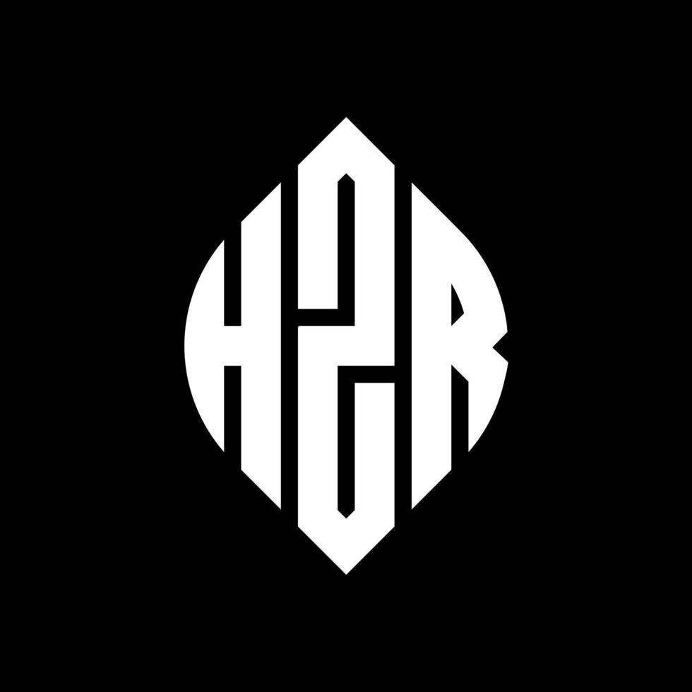 hzr-Kreisbuchstaben-Logo-Design mit Kreis- und Ellipsenform. hzr ellipsenbuchstaben mit typografischem stil. Die drei Initialen bilden ein Kreislogo. hzr-Kreis-Emblem abstrakter Monogramm-Buchstaben-Markierungsvektor. vektor