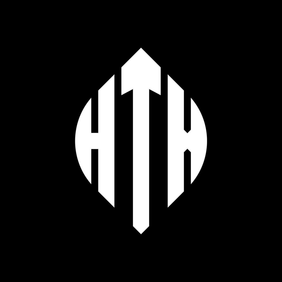 htx-Kreisbuchstaben-Logo-Design mit Kreis- und Ellipsenform. htx-Ellipsenbuchstaben mit typografischem Stil. Die drei Initialen bilden ein Kreislogo. htx-Kreis-Emblem abstrakter Monogramm-Buchstaben-Markierungsvektor. vektor