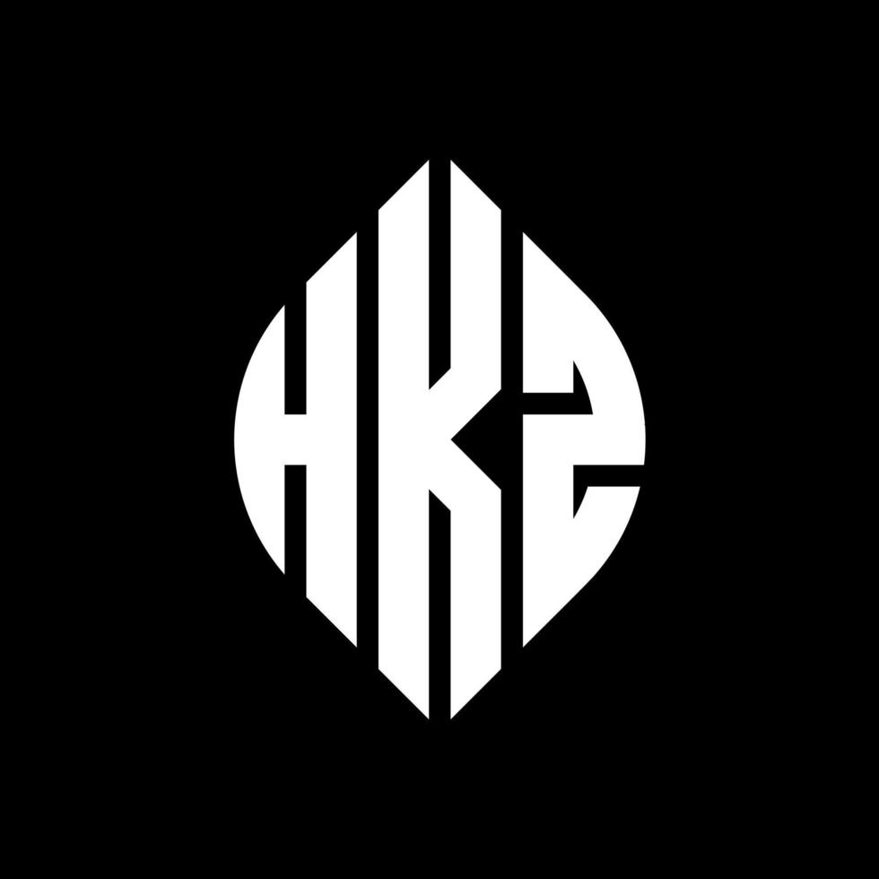 hkz-Kreisbuchstaben-Logo-Design mit Kreis- und Ellipsenform. hkz Ellipsenbuchstaben mit typografischem Stil. Die drei Initialen bilden ein Kreislogo. hkz Kreisemblem abstrakter Monogramm-Buchstabenmarkierungsvektor. vektor