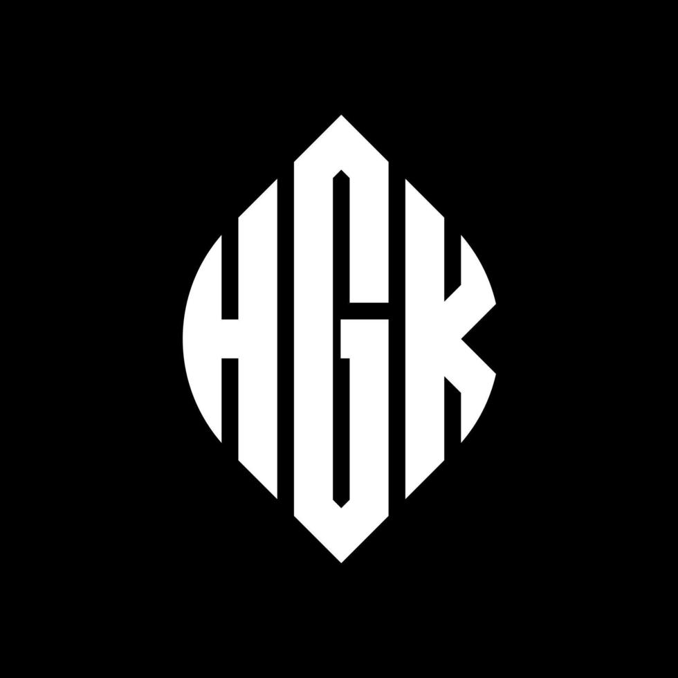 hgk-Kreisbuchstaben-Logo-Design mit Kreis- und Ellipsenform. hgk ellipsenbuchstaben mit typografischem stil. Die drei Initialen bilden ein Kreislogo. hgk-Kreis-Emblem abstrakter Monogramm-Buchstaben-Markenvektor. vektor