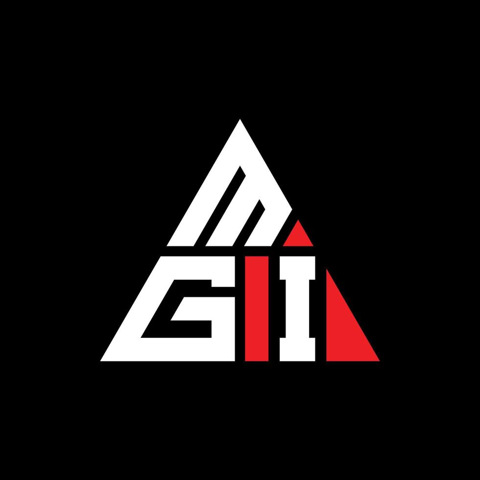 mgi triangel bokstavslogotyp design med triangelform. mgi triangel logotyp design monogram. mgi triangel vektor logotyp mall med röd färg. mgi triangulär logotyp enkel, elegant och lyxig logotyp.