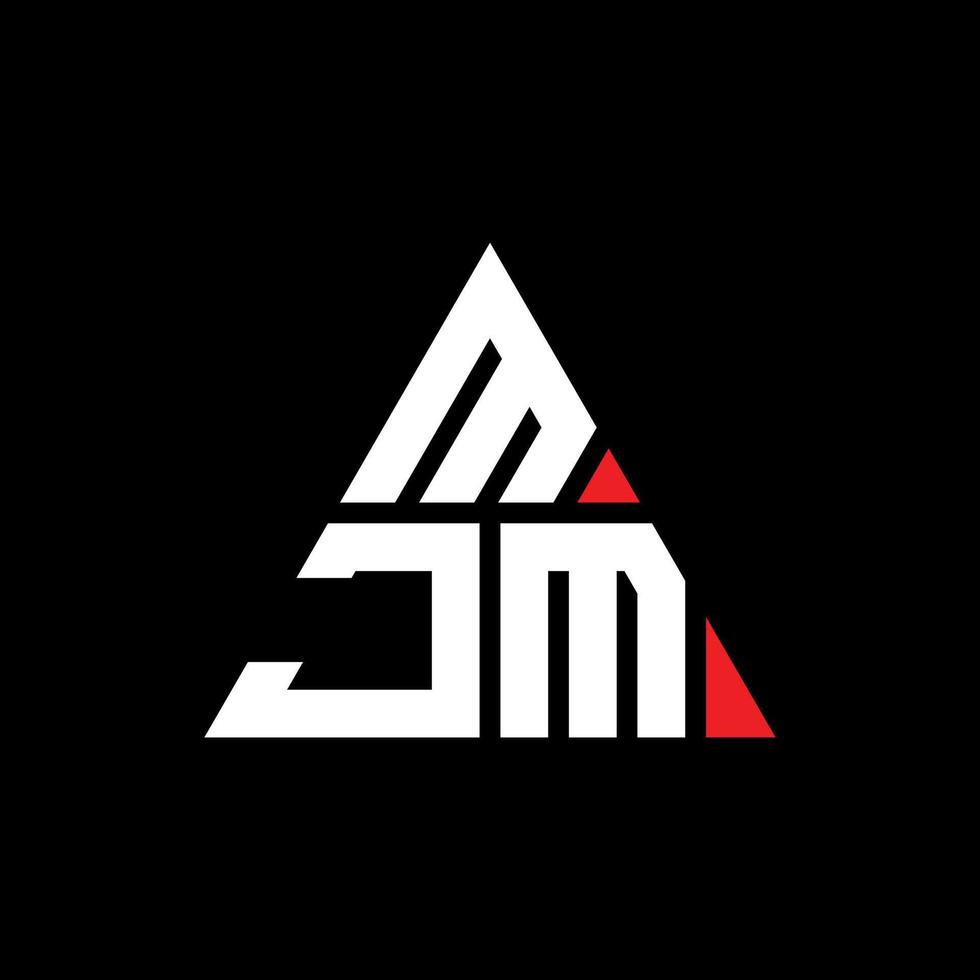 mjm triangel bokstavslogotypdesign med triangelform. mjm triangel logotyp design monogram. mjm triangel vektor logotyp mall med röd färg. mjm triangulär logotyp enkel, elegant och lyxig logotyp.