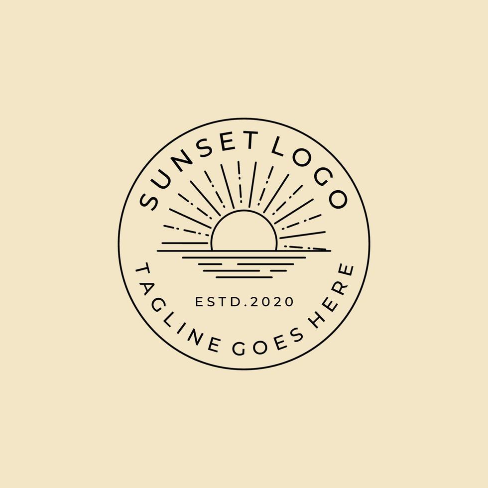 sunset badge logotyp ikon vektor symbol illustration design