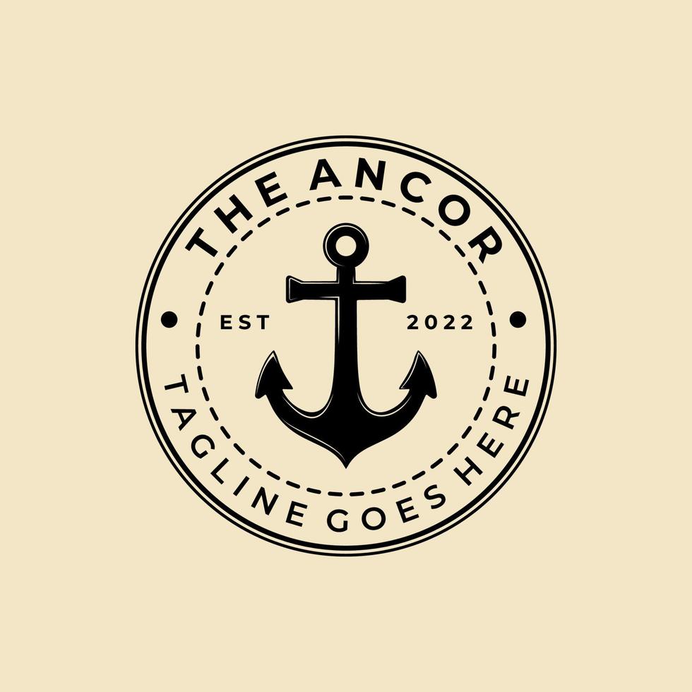 Ankerschiff Emblem Vintage Logo Vektor Design Illustration