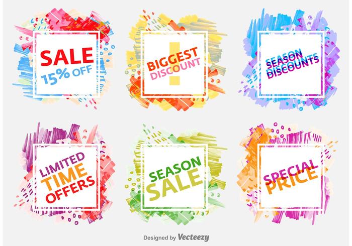 Watercolored Season Sale Abzeichen vektor