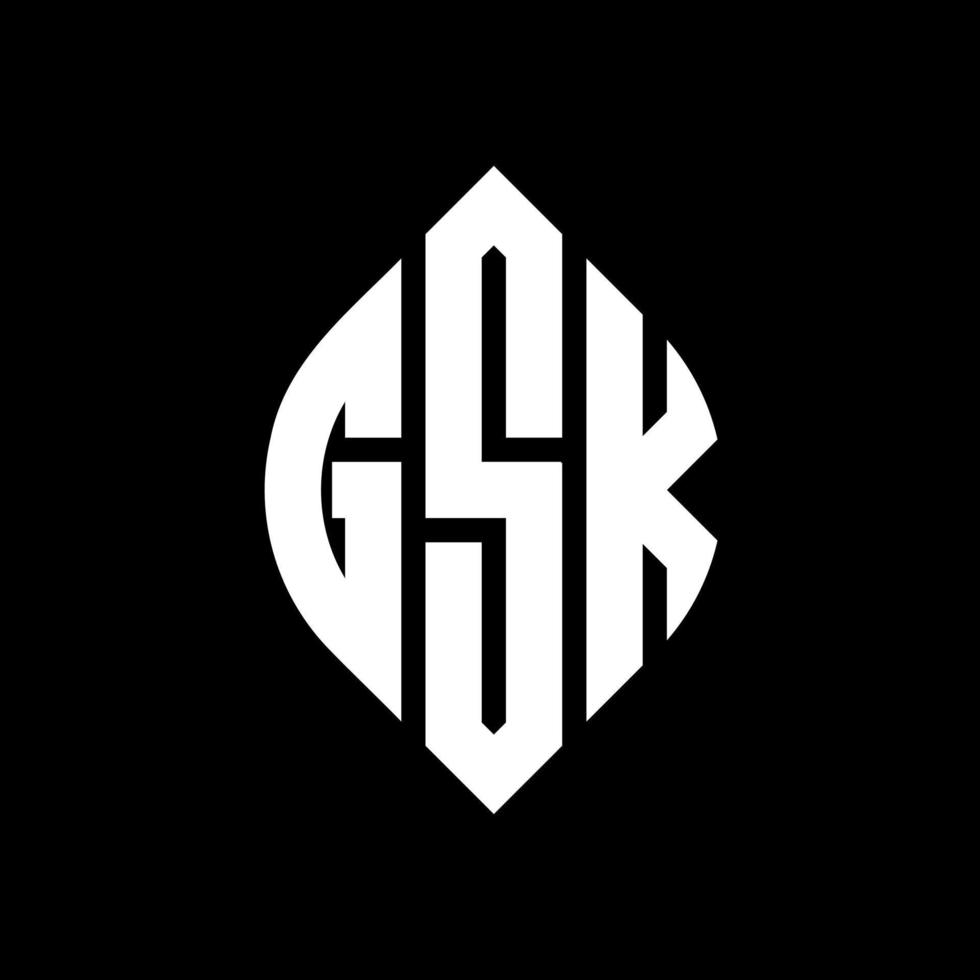 gsk cirkel bokstavslogotyp design med cirkel och ellipsform. gsk ellipsbokstäver med typografisk stil. de tre initialerna bildar en cirkellogotyp. gsk cirkel emblem abstrakt monogram bokstav märke vektor. vektor