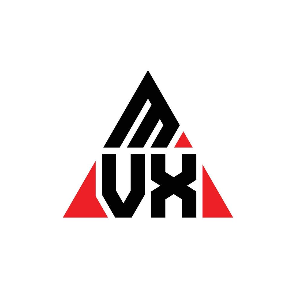 mvx-Dreieck-Buchstaben-Logo-Design mit Dreiecksform. mvx-Dreieck-Logo-Design-Monogramm. mvx-Dreieck-Vektor-Logo-Vorlage mit roter Farbe. mvx dreieckiges Logo einfaches, elegantes und luxuriöses Logo. vektor