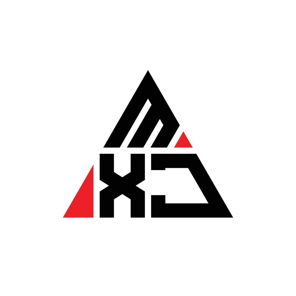 mxj triangel bokstavslogotypdesign med triangelform. mxj triangel logotyp design monogram. mxj triangel vektor logotyp mall med röd färg. mxj triangulär logotyp enkel, elegant och lyxig logotyp.