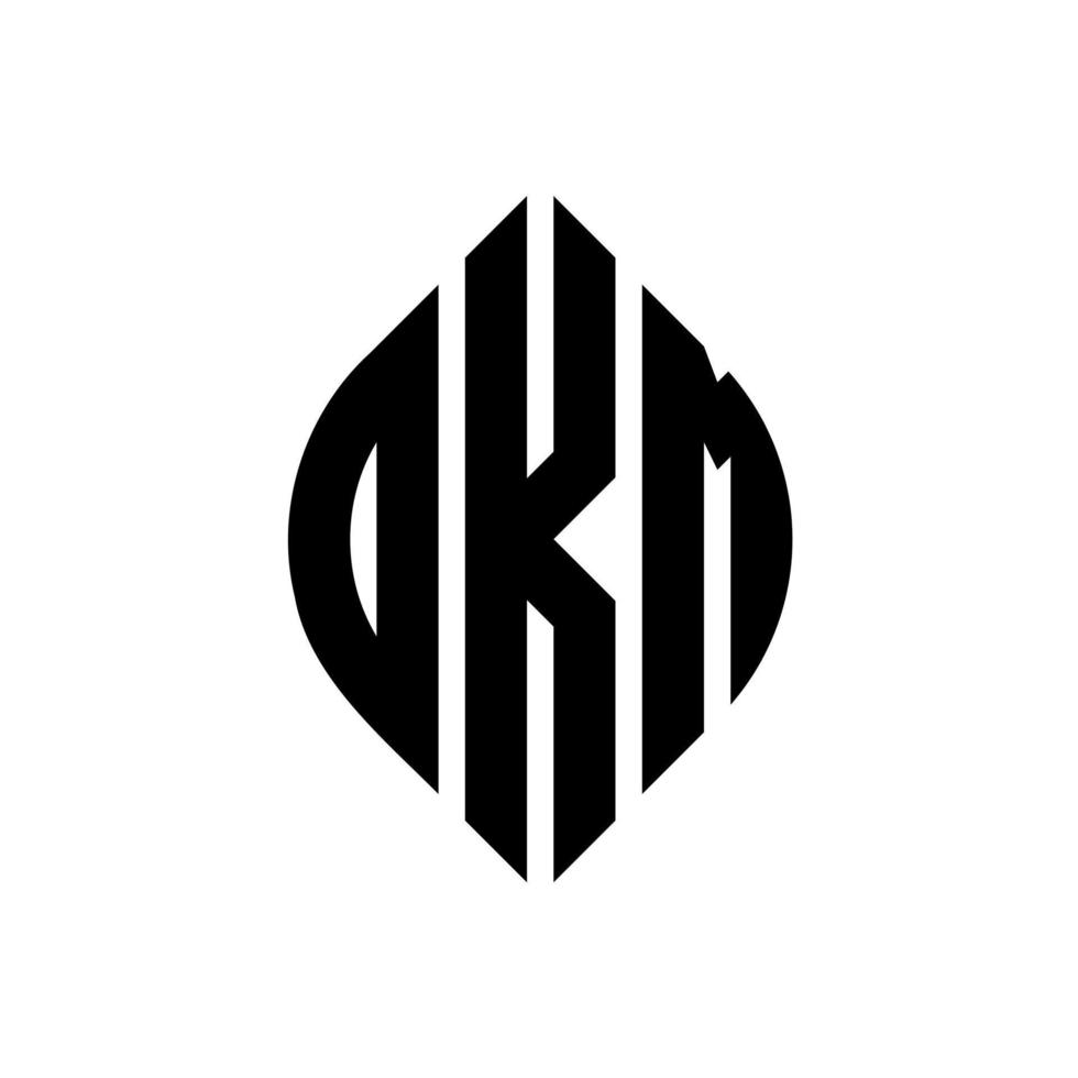 Okm Circle Letter Logo Design mit Kreis- und Ellipsenform. okm Ellipsenbuchstaben mit typografischem Stil. Die drei Initialen bilden ein Kreislogo. Okm-Kreis-Emblem abstrakter Monogramm-Buchstaben-Markierungsvektor. vektor