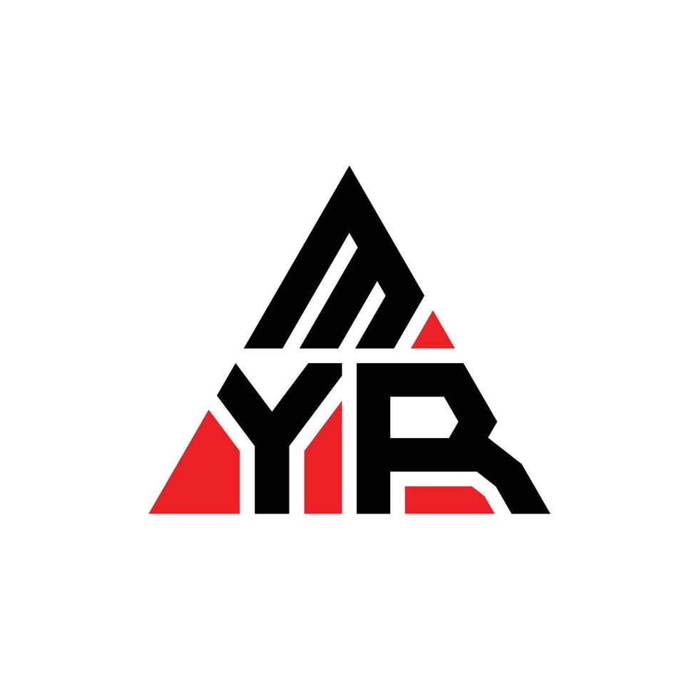 myr triangel bokstavslogotypdesign med triangelform. myr triangel logotyp design monogram. myr triangel vektor logotyp mall med röd färg. myr triangulär logotyp enkel, elegant och lyxig logotyp.