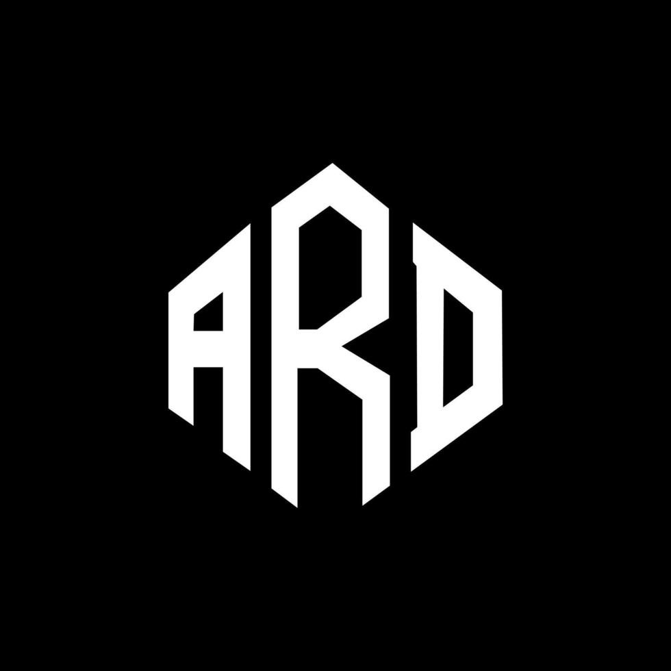 ard brev logotyp design med polygon form. ard polygon och kub form logotyp design. ard hexagon vektor logotyp mall vita och svarta färger. ard monogram, affärs- och fastighetslogotyp.