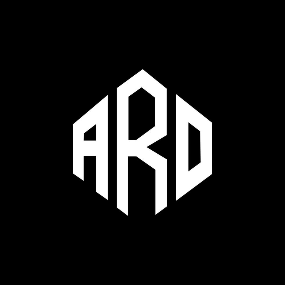 aro brev logotyp design med polygon form. aro polygon och kub form logotyp design. aro hexagon vektor logotyp mall vita och svarta färger. aro monogram, affärs- och fastighetslogotyp.