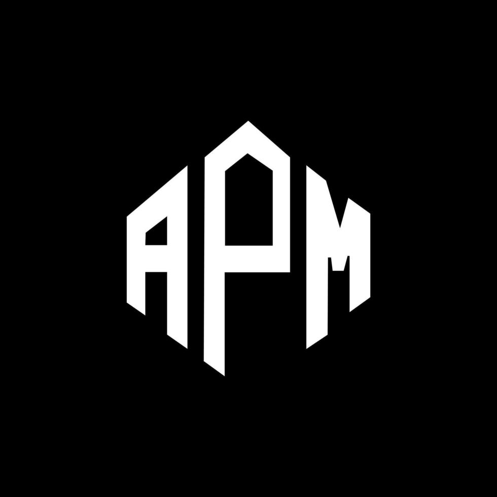 apm brev logotyp design med polygon form. apm polygon och kubform logotypdesign. apm hexagon vektor logotyp mall vita och svarta färger. apm-monogram, affärs- och fastighetslogotyp.