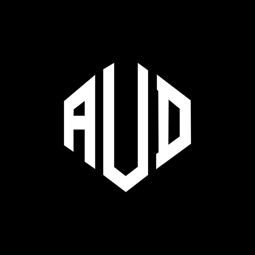 aud-Buchstaben-Logo-Design mit Polygonform. Aud-Polygon- und Würfelform-Logo-Design. Aud Sechseck-Vektor-Logo-Vorlage in weißen und schwarzen Farben. Aud-Monogramm, Geschäfts- und Immobilienlogo. vektor