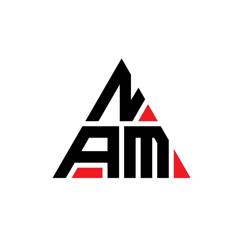 Nam-Dreieck-Buchstaben-Logo-Design mit Dreiecksform. Nam-Dreieck-Logo-Design-Monogramm. Nam-Dreieck-Vektor-Logo-Vorlage mit roter Farbe. nam dreieckiges logo einfaches, elegantes und luxuriöses logo. vektor