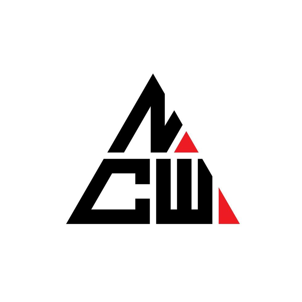 ncw triangel bokstavslogotypdesign med triangelform. ncw triangel logotyp design monogram. ncw triangel vektor logotyp mall med röd färg. ncw triangulär logotyp enkel, elegant och lyxig logotyp.