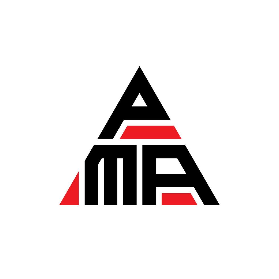 pma-Dreieck-Buchstaben-Logo-Design mit Dreiecksform. Pma-Dreieck-Logo-Design-Monogramm. Pma-Dreieck-Vektor-Logo-Vorlage mit roter Farbe. pma dreieckiges logo einfaches, elegantes und luxuriöses logo. vektor