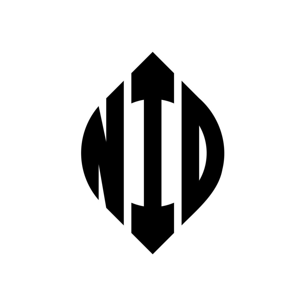 nid-Kreis-Buchstaben-Logo-Design mit Kreis- und Ellipsenform. Nid-Ellipsenbuchstaben mit typografischem Stil. Die drei Initialen bilden ein Kreislogo. nid-Kreis-Emblem abstrakter Monogramm-Buchstaben-Markierungsvektor. vektor