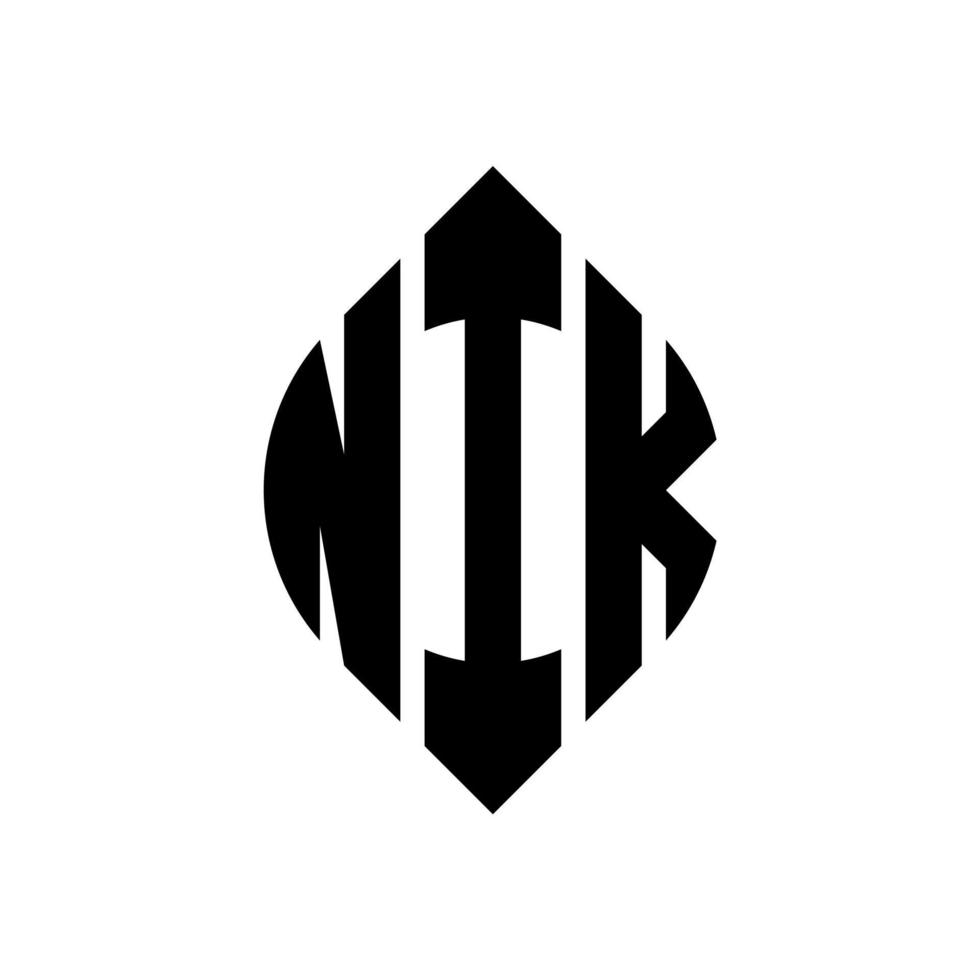 nik cirkel bokstavslogotyp design med cirkel och ellipsform. nik ellips bokstäver med typografisk stil. de tre initialerna bildar en cirkellogotyp. nik cirkel emblem abstrakt monogram bokstav märke vektor. vektor