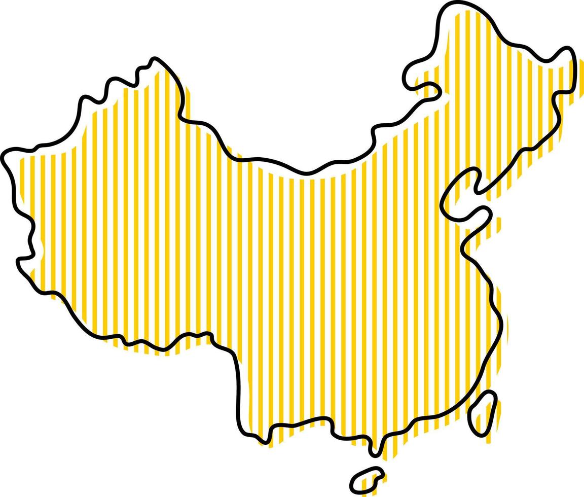 stiliserade enkel kontur karta över Kina ikon. vektor