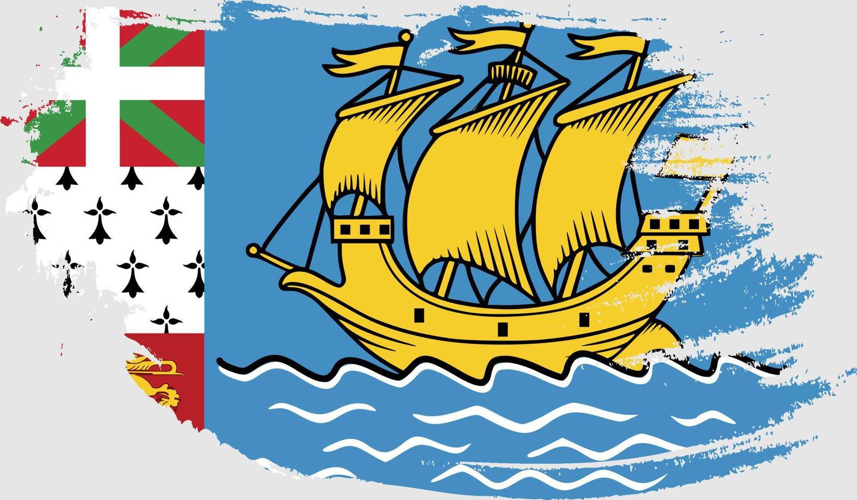 Saint Pierre und Miquelon-Flagge mit Grunge-Textur vektor