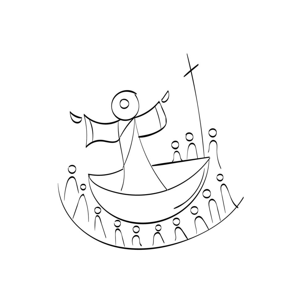 handritad symbol för kristendomen. vektor illustration av kristen logotyp. Använd kristen konst som affisch, kort, flygblad, tatuering eller t-shirt