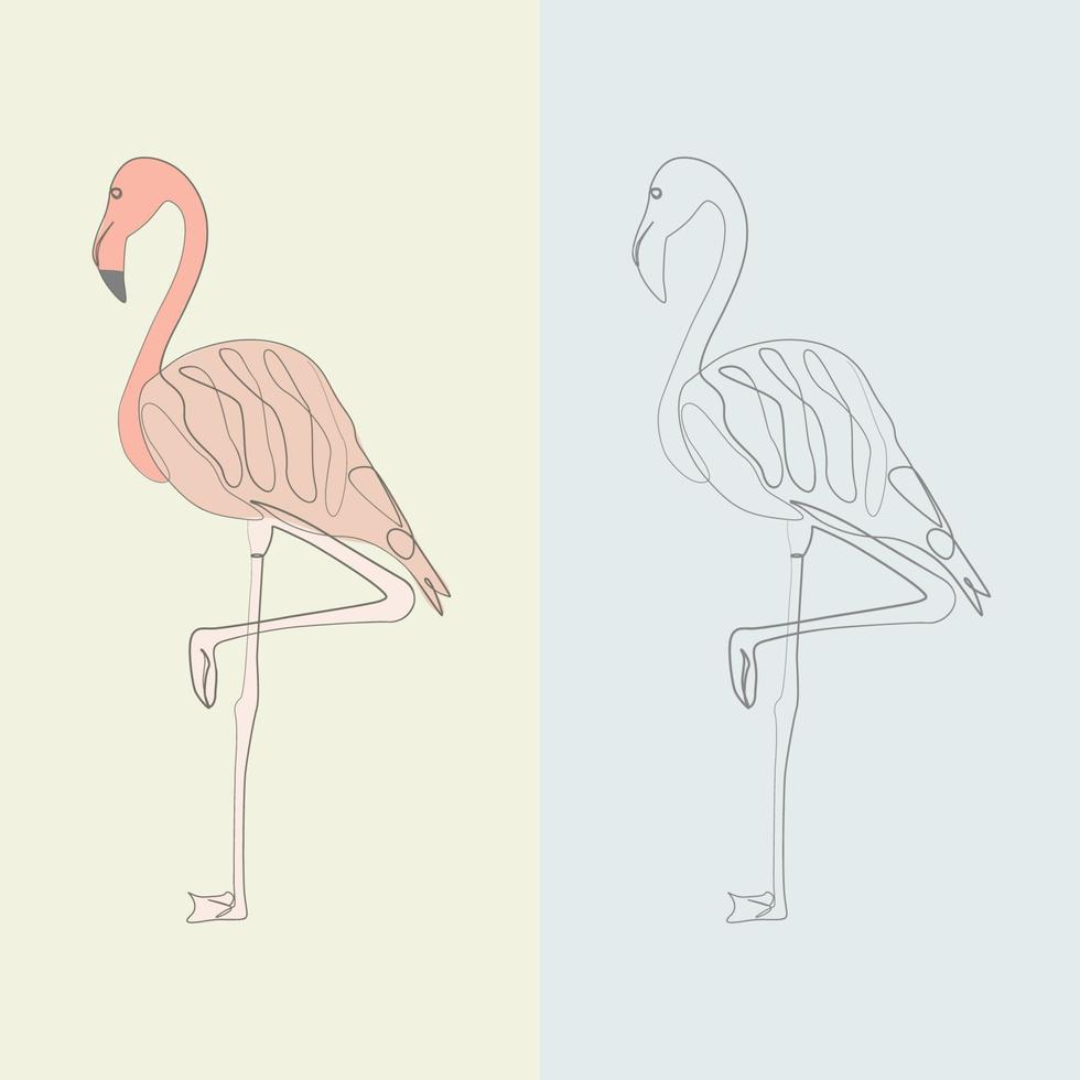 abstrakt flamingo linje ritning vektor illustration