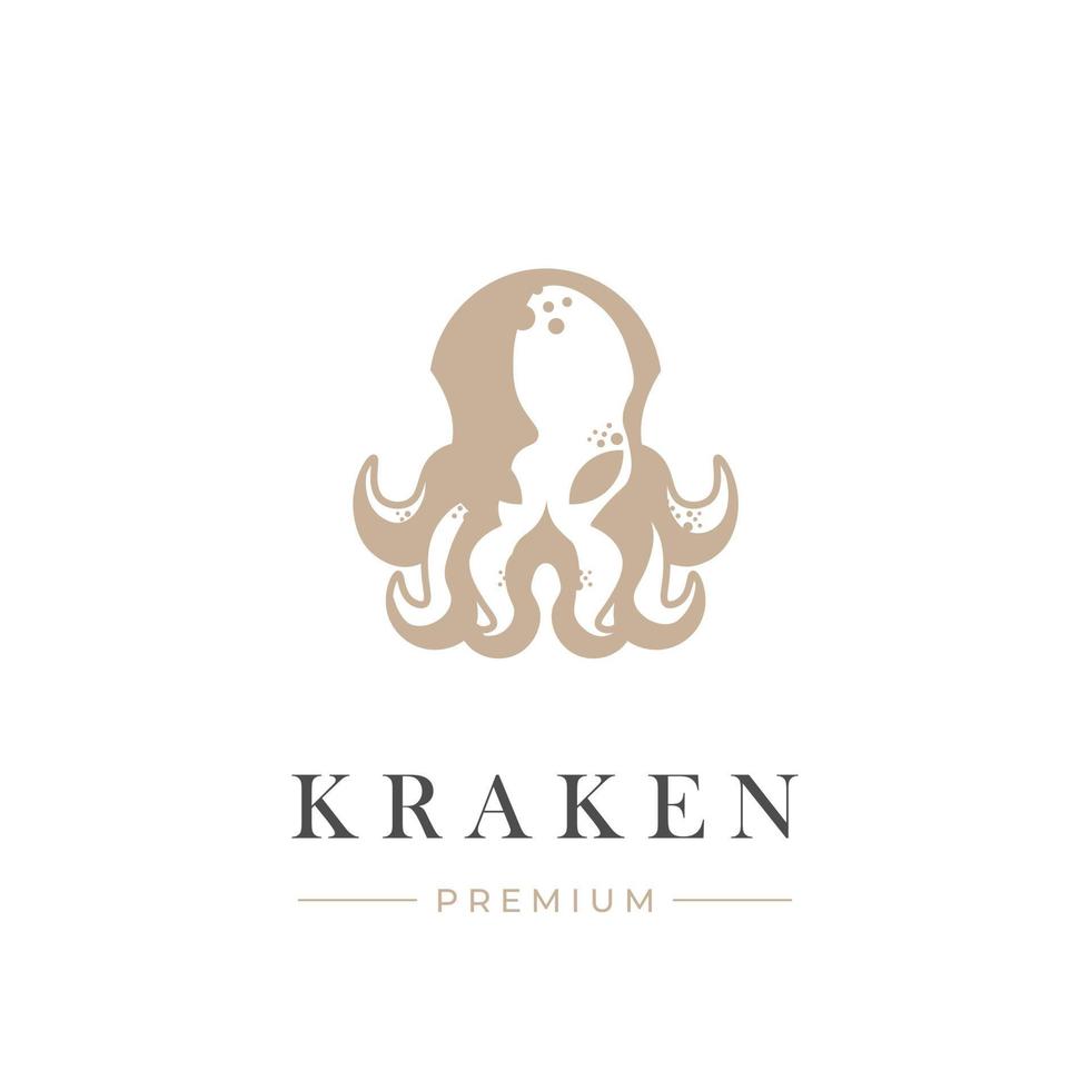 einfaches elegantes kraken-illustrationslogo vektor