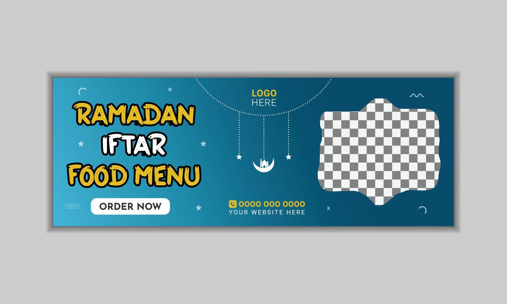 ramadan iftar fruktmatmeny Facebook tidslinje omslagsbannermall vektor