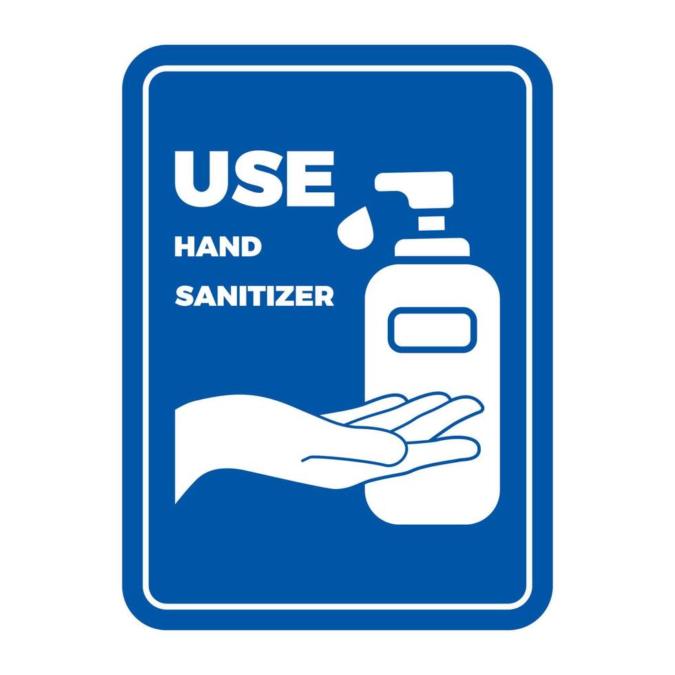 Nahaufnahme der Hand mit Händedesinfektionsmittel in der Flasche. Waschen der Hand mit Handdesinfektionszeichen-Vektorillustration vektor