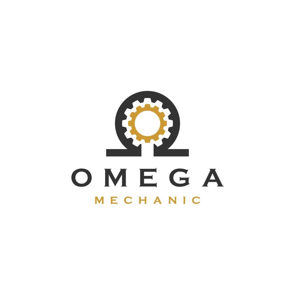 omega redskap mekaniker logotyp ikon designmall platt vektor