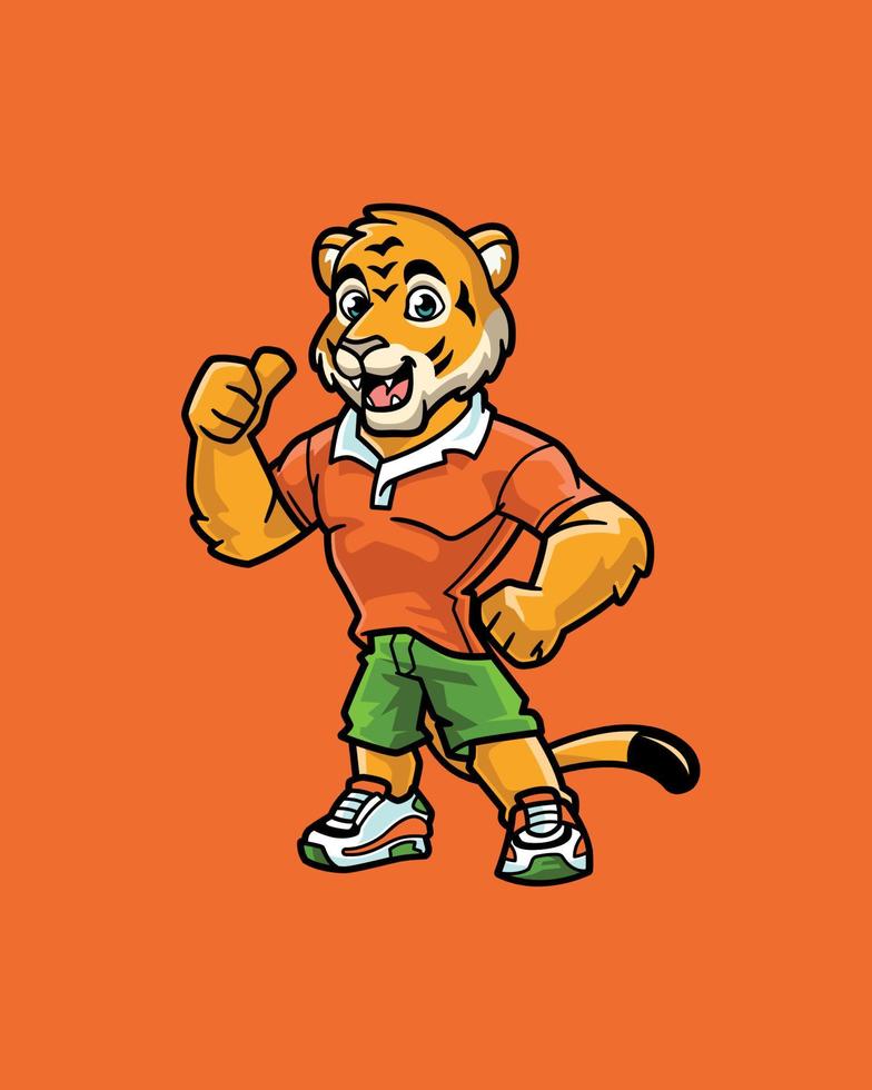 kinderfreundlicher Tiger-Sport-Maskottchen-Charakter vektor