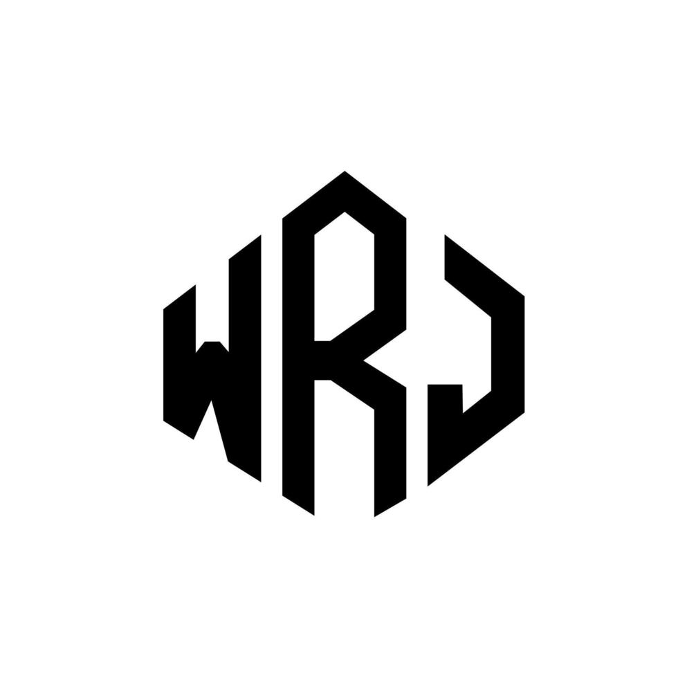 wrj bokstavslogotypdesign med polygonform. wrj polygon och kubform logotypdesign. wrj hexagon vektor logotyp mall vita och svarta färger. wrj monogram, affärs- och fastighetslogotyp.