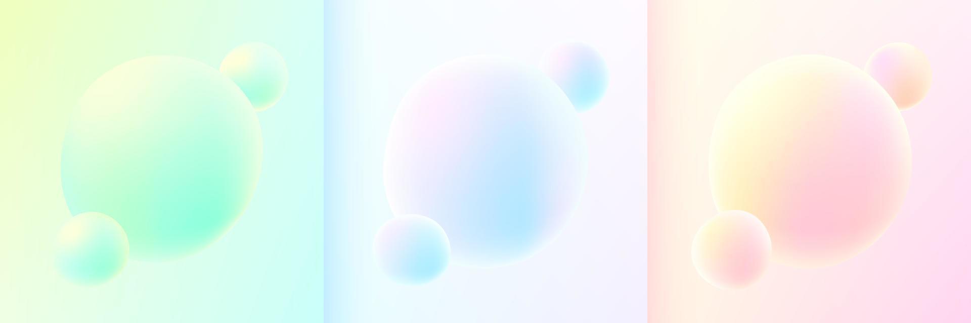 uppsättning abstrakt 3d flytande vätska blå, rosa, grön och gul bakgrund. kreativa minimala sfärbollar eller bubbla trendiga färgglada gradientdesign för omslagsbroschyr, flygblad, affisch, bannerwebb. vektor