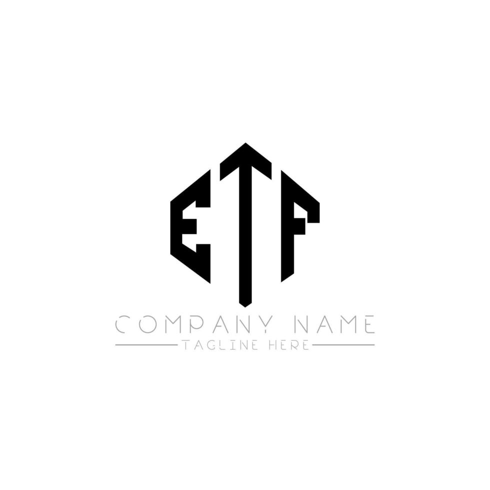 ETF-Brief-Logo-Design mit Polygonform. ETF-Polygon- und Würfelform-Logo-Design. etf Hexagon-Vektor-Logo-Vorlage in weißen und schwarzen Farben. etf-monogramm, geschäfts- und immobilienlogo. vektor